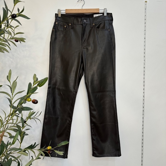 GAP Brown Faux Leather ‘90s Straight High Rise Pants – Size 29 (8P) - Picture 2 of 4